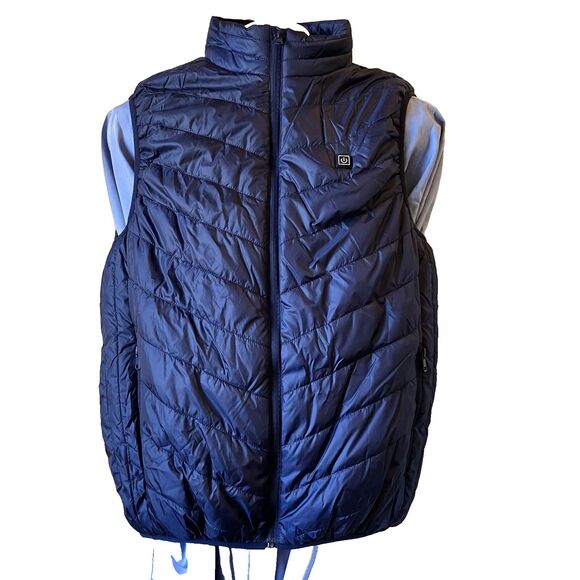 Heated Puffer Vest Changeown Sleeveless Blue USB Zip M L Women Ski Snowboard - Picture 2 of 16